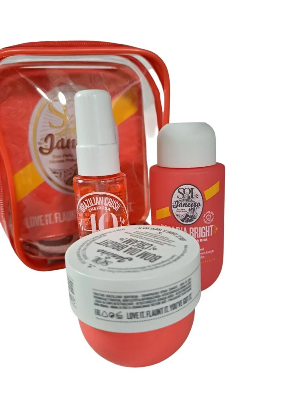 SOL DE JANEIRO Jet Set Bom Dia Bright Shower Gel Cream Mist Cheirosa 40 Kit NEW